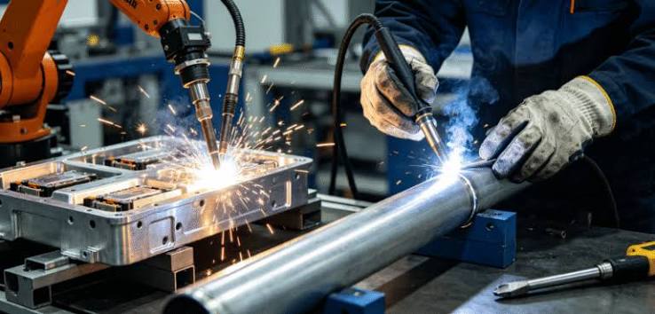 Welding and maintenance workshop at an aluminium plant