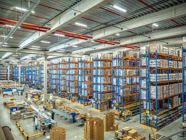 Cold chain storage area at a pharmaceutical plant