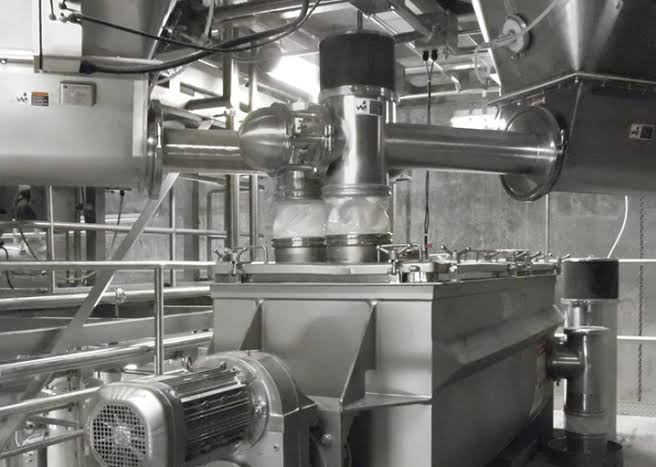 Mixing and blending equipment at a pharmaceutical plant