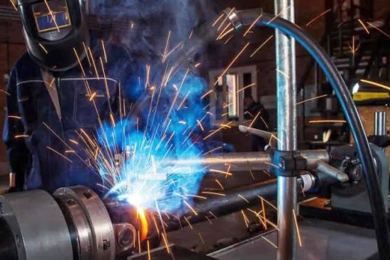 Welding and maintenance workshop at a steel plant